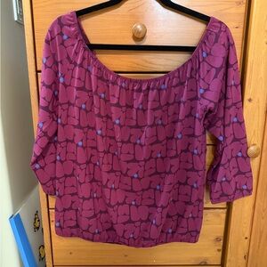 Ava Sky Magenta and Blue Abstract Blouse